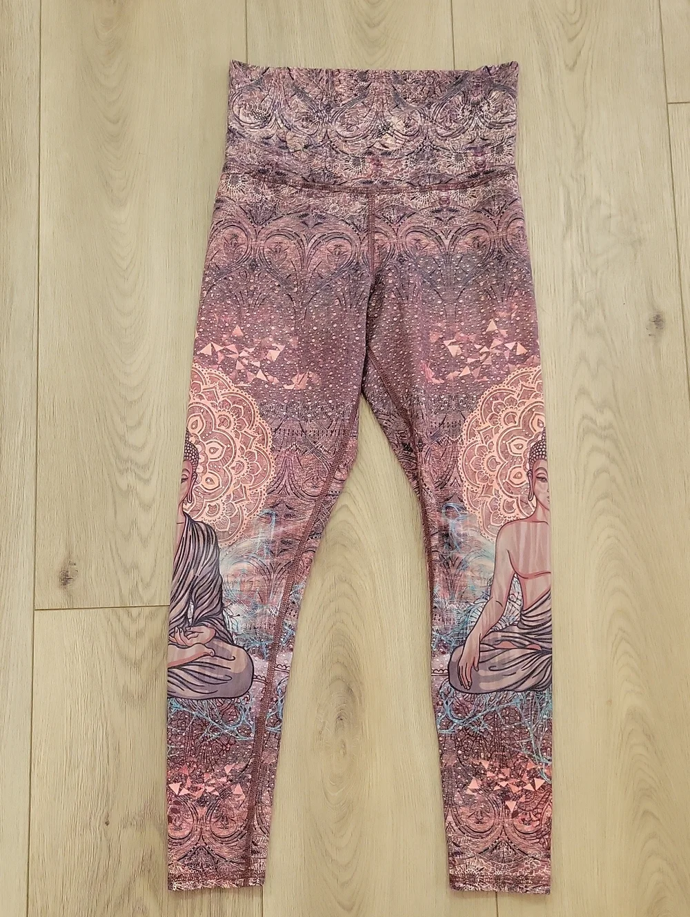 Rose Pink Hindu Patterned Yoga Leggings